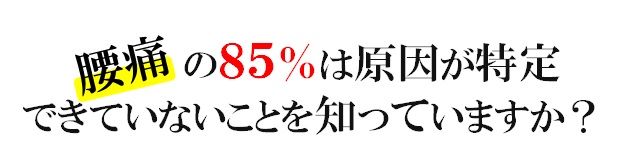 腰痛の８５％は原因が特定できていないことを知っていますか？