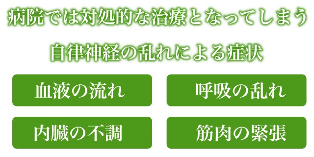 病院では対処的な治療になってしまう自律神経の乱れによる症状
